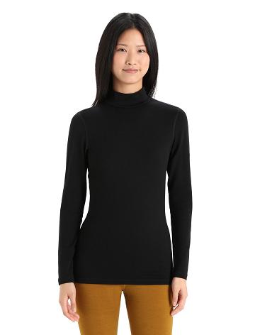 Black Women's Icebreaker Merino 260 Tech Long Sleeve Turtleneck Base Layers | USA 1828TCEV